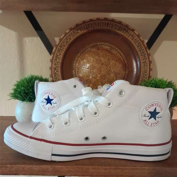SOLD🟣🟣🟣🟣🟣🟣🟣🟣Chuck Taylor All Star Mid  Canvas White Sneakers Men's 8 - Picture 10 of 11